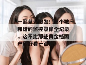 一起草大爆发！那个被和谐的监控录像全纪录，这不比那些黄金档国产剧好看一百倍？