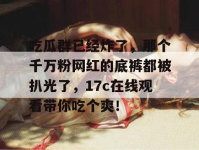 吃瓜群已经炸了，那个千万粉网红的底裤都被扒光了，17c在线观看带你吃个爽！